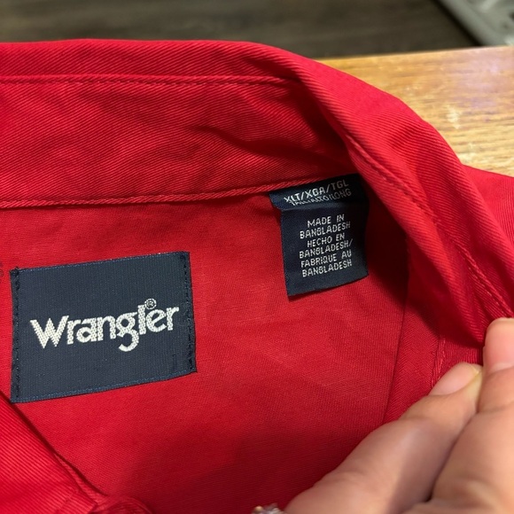 Wrangler Cowboy Cut Men’s Shirt Pearl Snap Red Long Sleeve Twill Men XLT/XL/L - Picture 4 of 6